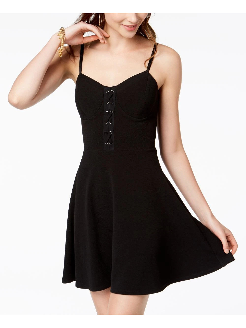 Material Girl Juniors Lace Up Fit & Flare Dress Size XL